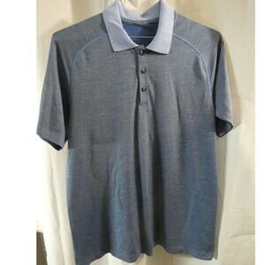 Lululemon Men's Golf Shirt Polo Short Sleeves Blue Striped Lightweight